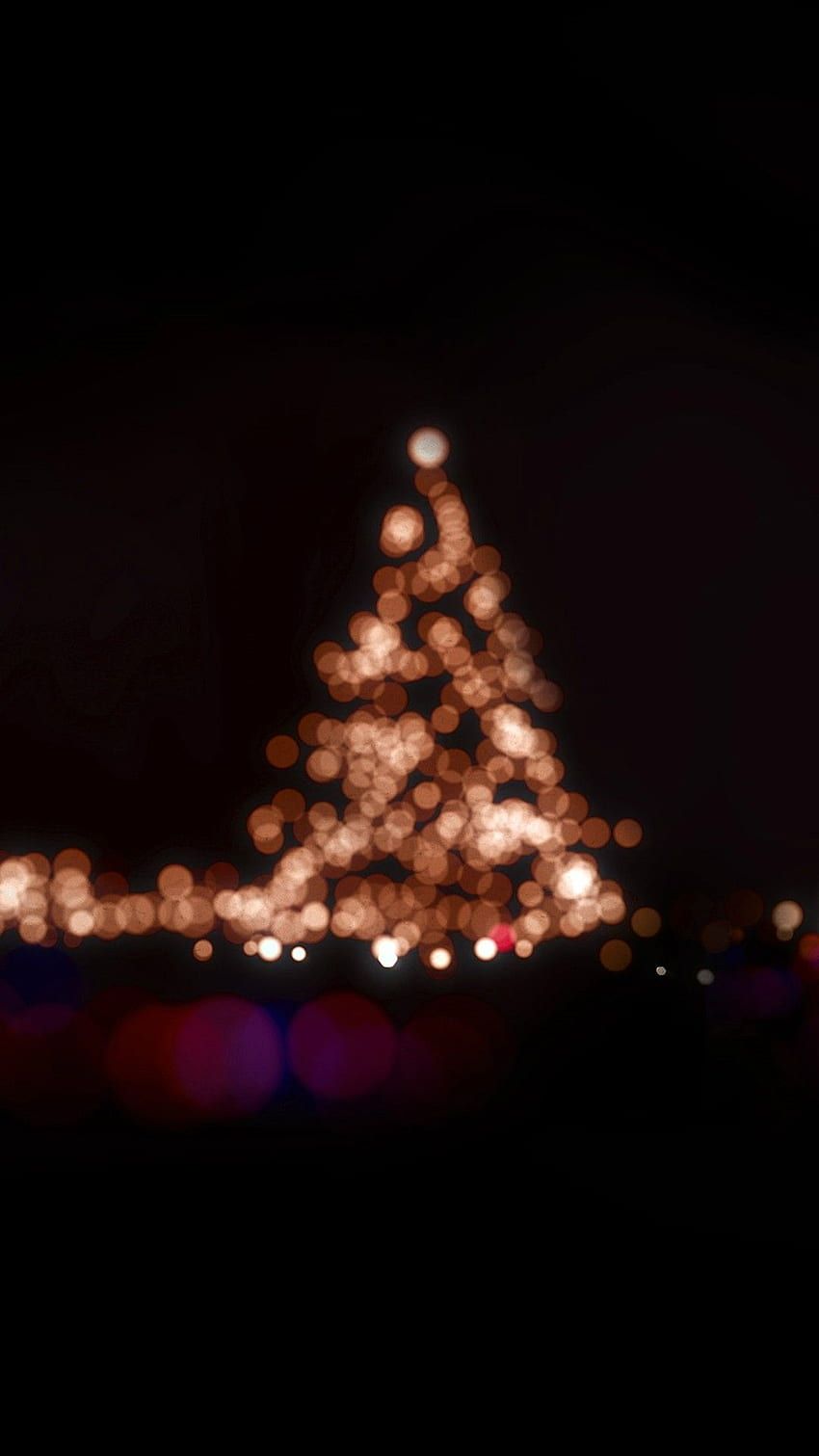 Weihnachtsbaum, Nacht, Lichter, Dunkel, Bokeh, HD, Sperrbildschirm fürs iPhone