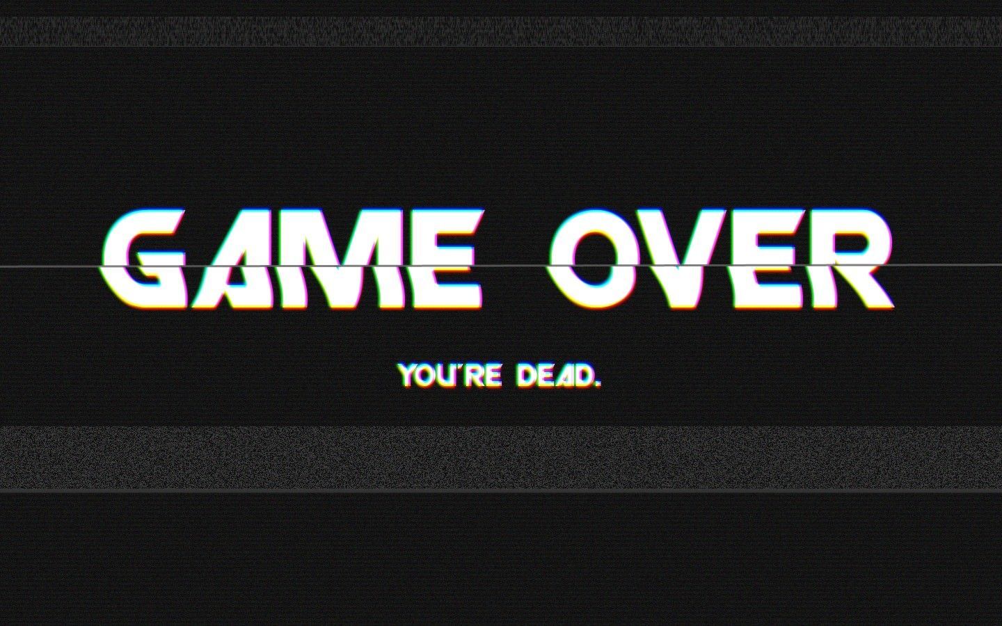 Game Over, You're Dead, Glitch-Effekt, Schwarz-Weiß, Dunkel, HD, Laptop-Hintergrundbild