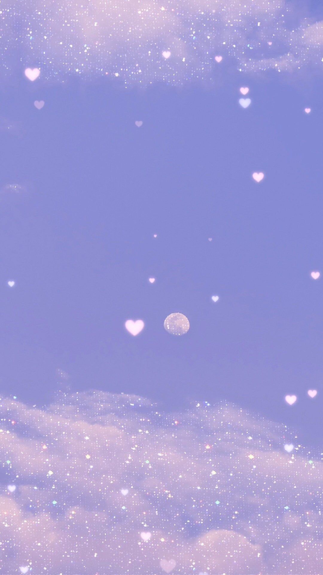 Wolken, Lavendel, Pastell, Kleine Herzen, Verträumt, Hintergrundbild für iPhone und Android