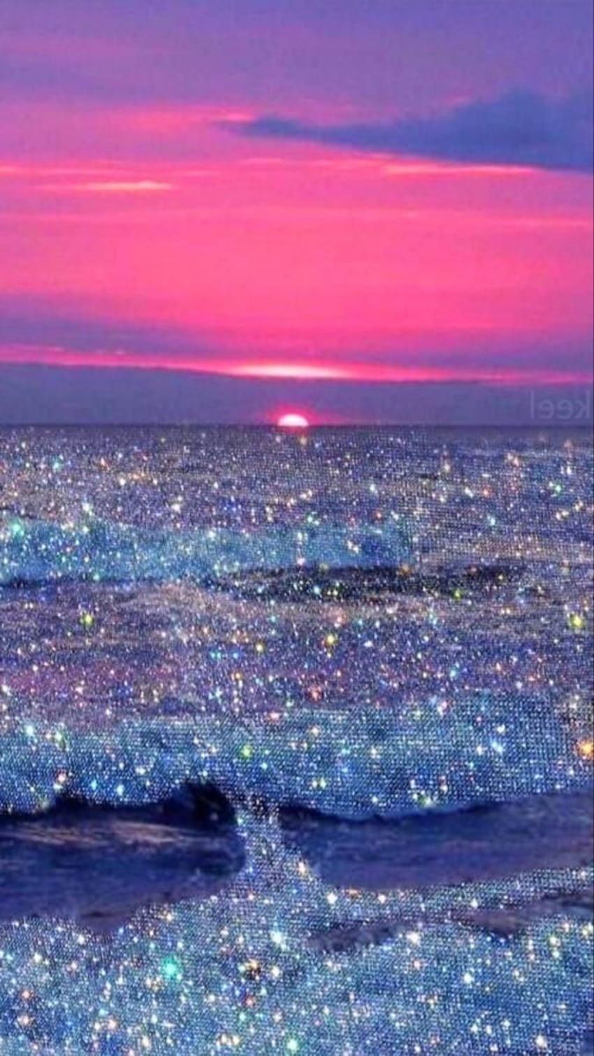 Meer, Sonnenuntergang, Pinker Himmel, Funkelnde Wellen, HD, Hintergrundbild fürs Handy