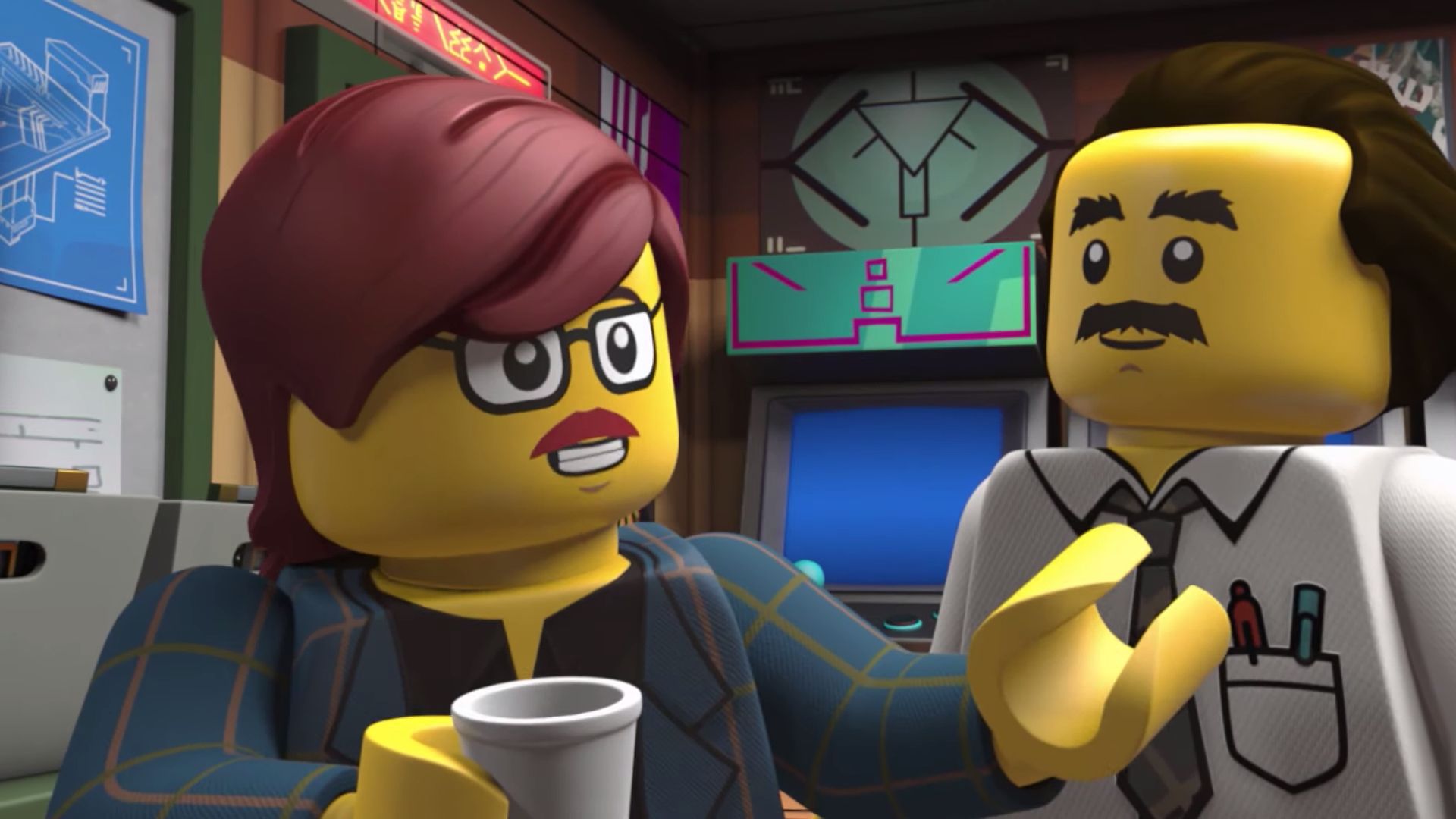 Lego Ninjago, Brille, Schnurrbart, Kaffeebecher, Animation, Full-HD-Hintergrundbild für PC