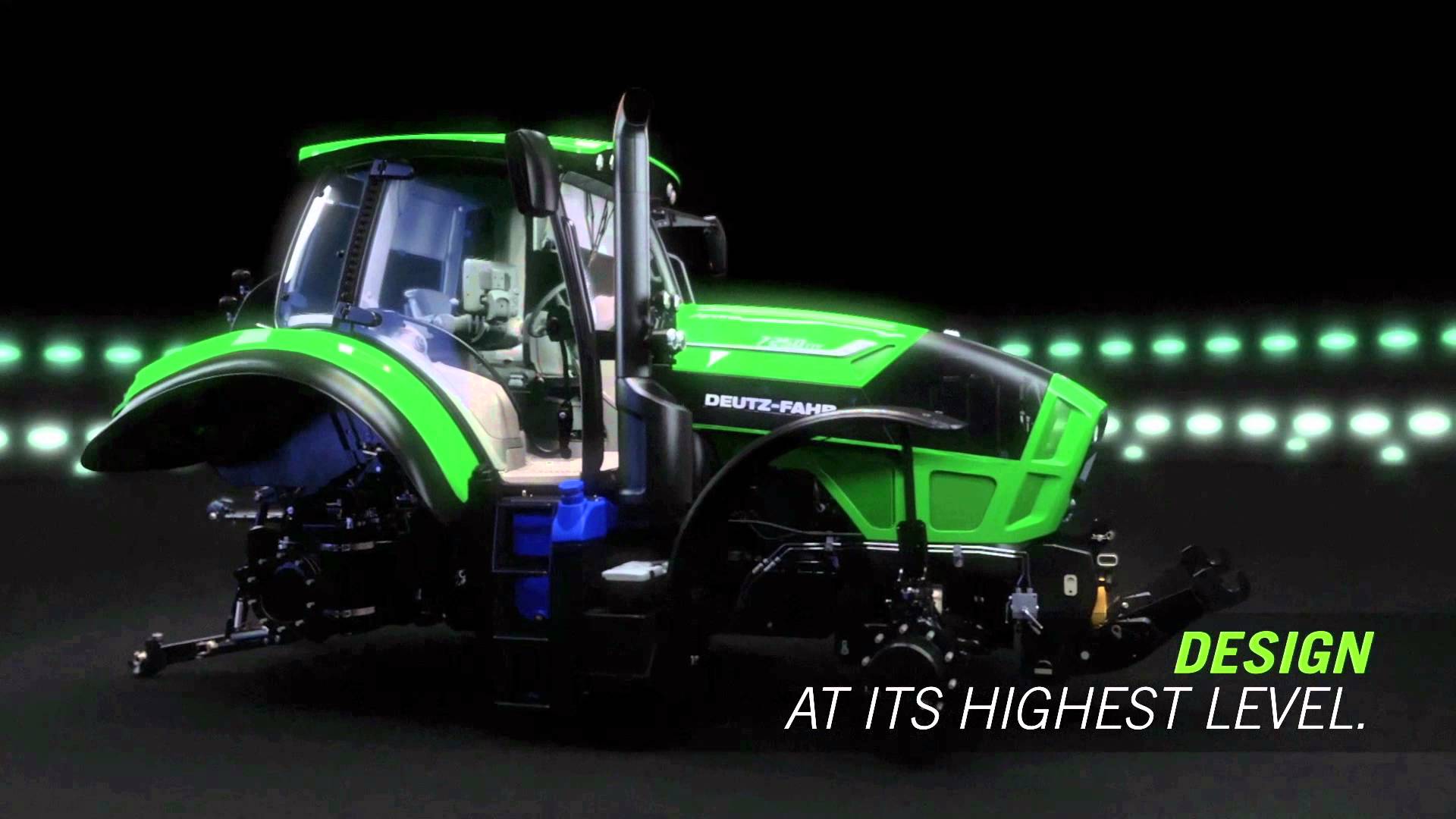 Deutz-Fahr, Traktor, Design at Its Highest Level, Neon-Grün, Schwarzer Hintergrund, 1080p Wallpaper