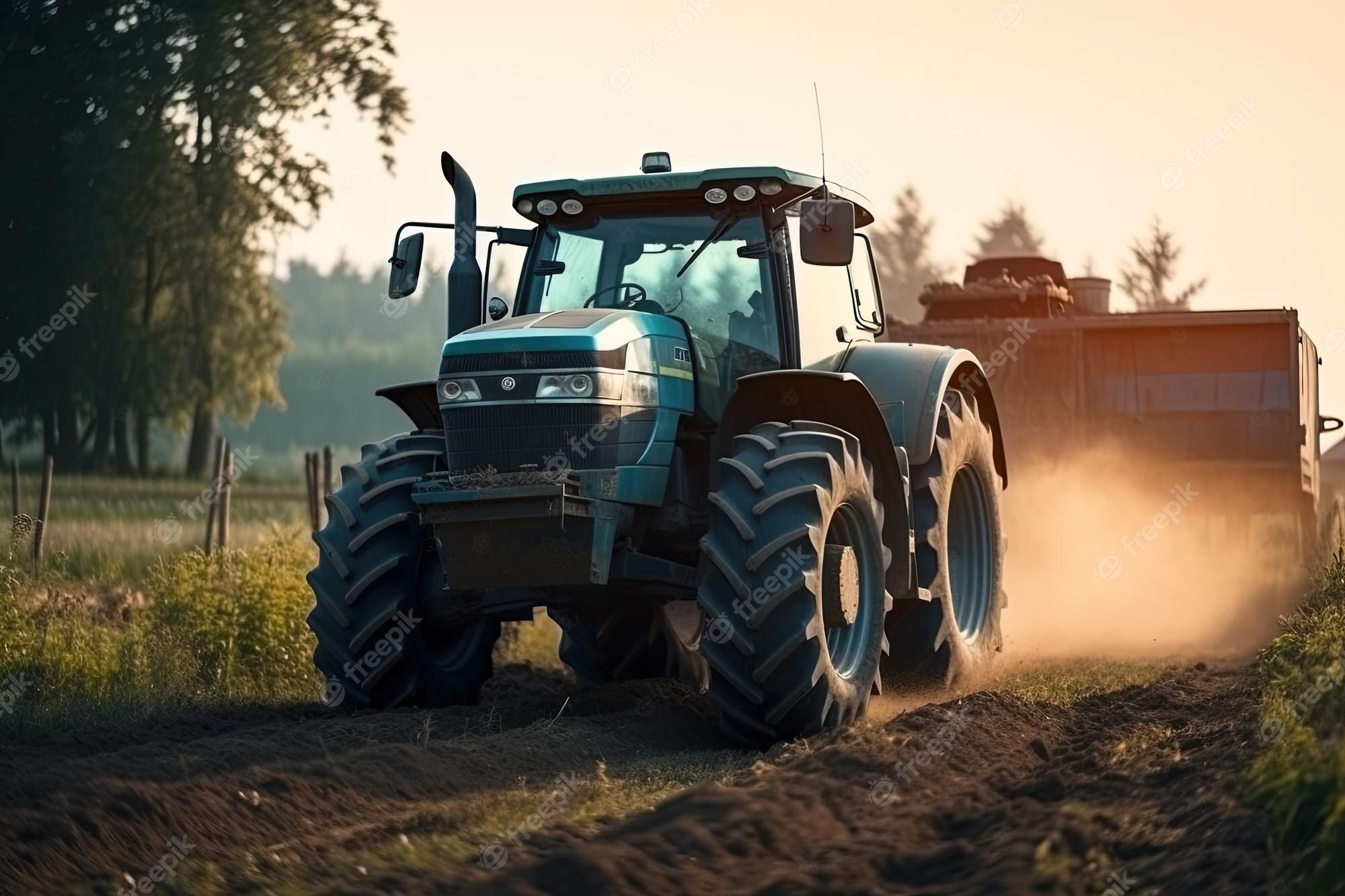 Traktor, Morgenlicht, Staub, Feld, Digitale Kunst, Full HD, Desktop-Hintergrund für Windows
