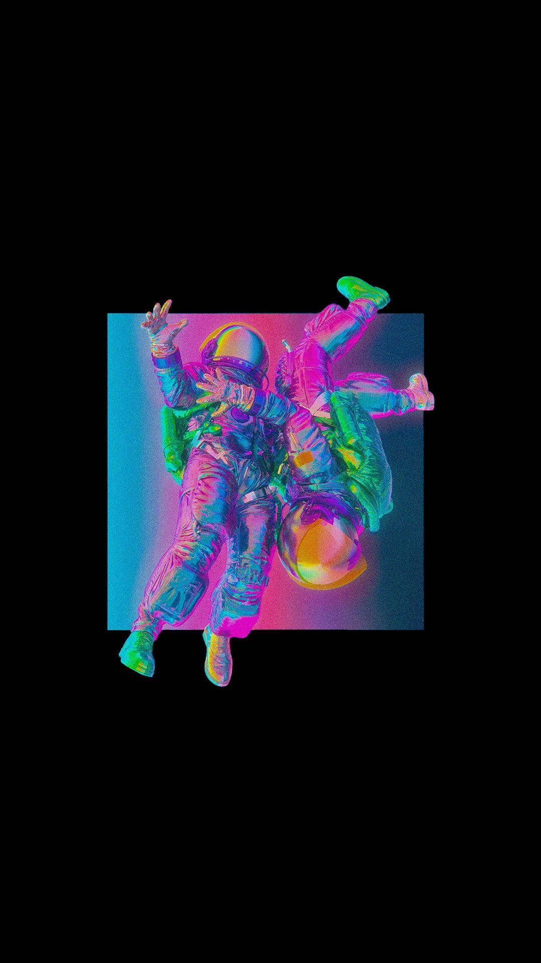 Abstrakte Figur, Holografisch, Schwarzer Hintergrund, Neonfarben, Digitale Kunst, Sperrbildschirm