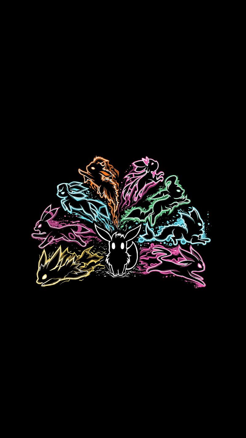 Neonlinien, Abstrakte Kunst, Schwarzer Hintergrund, Bunt, Strichgrafik, Sperrbildschirm fürs iPhone