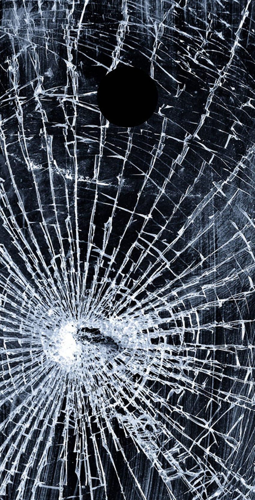 Zersplittertes Glas, Einschussloch, Spinnennetz-Risse, Gesprungener Bildschirm, Handy-Hintergrund