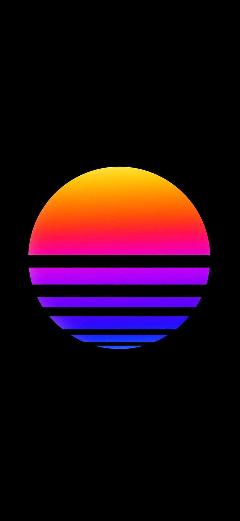 Retro-Sonne, Synthwave, Farbverlauf, Schwarzer Hintergrund, Minimalistisch, Sperrbildschirm fürs iPhone