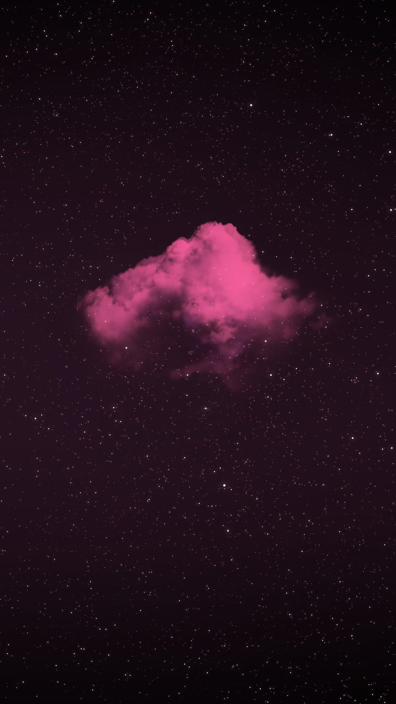 Rosa Wolke, Sternenhimmel, Minimalistisch, Dunkel, HD, Sperrbildschirm fürs iPhone