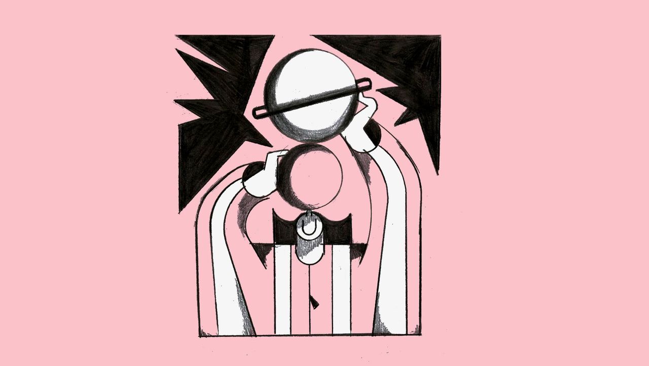 Zerbrochene Figur, Illustration, Schwarz-Weiß, Rosa Hintergrund, Surreal, HD Wallpaper