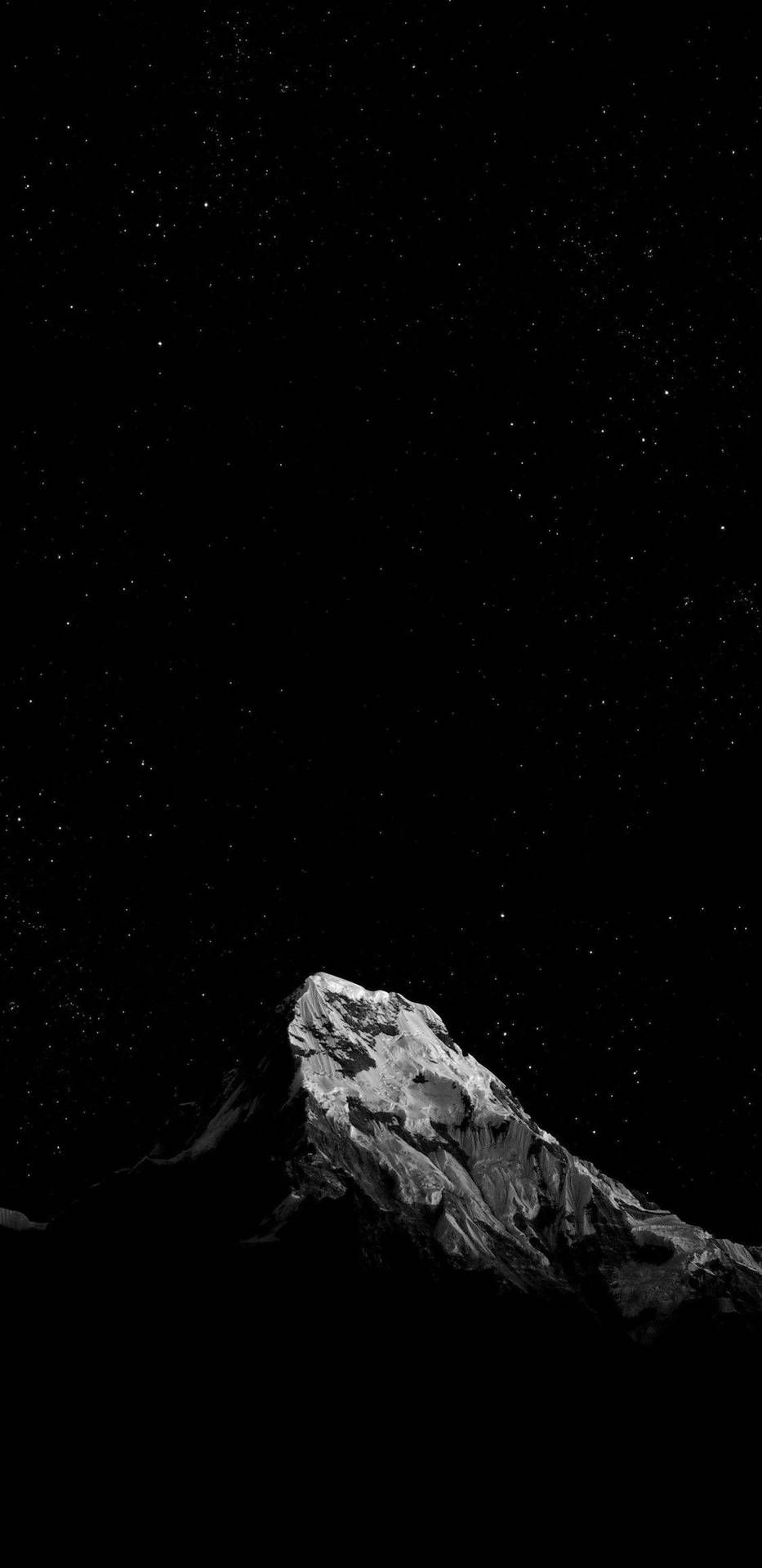 Berggipfel, Schwarz-Weiß, Dunkel, Minimalistisch, Nacht, Android-Hintergrundbild