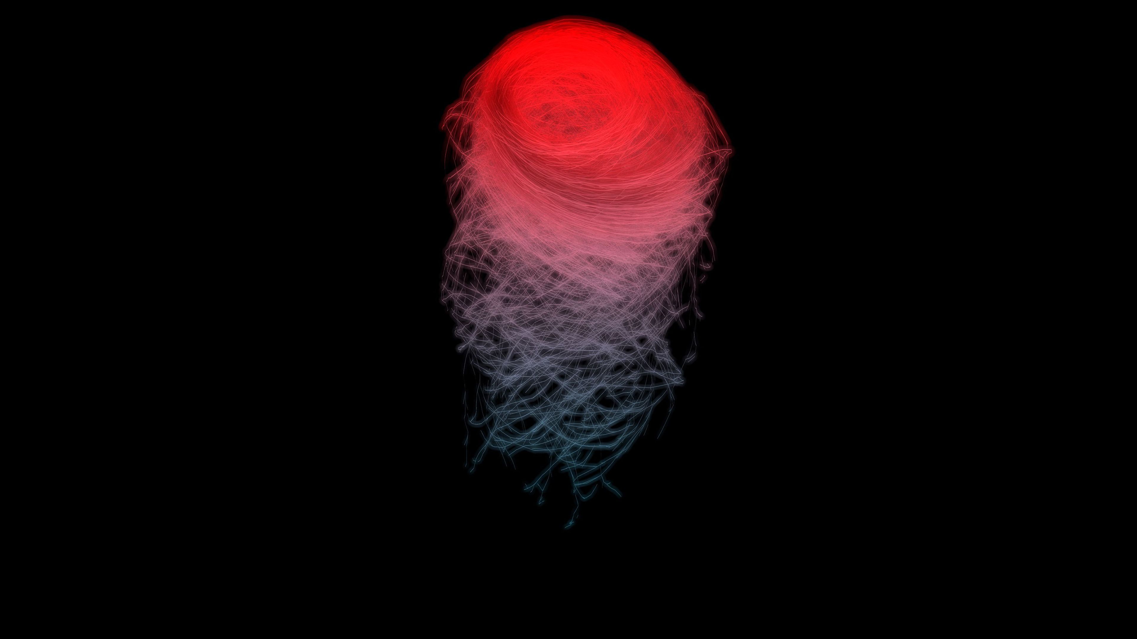 Abstrakte Form, Rote Fäden, Qualle, Schwarzer Hintergrund, 4K Wallpaper