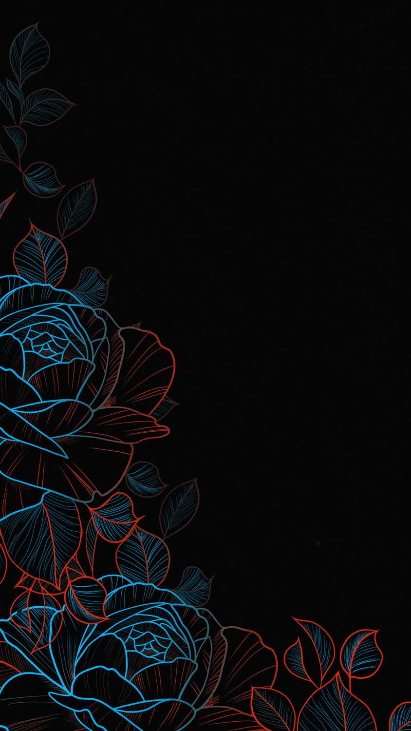Rosen, Strichzeichnung, Blau, Rot, Schwarzer Hintergrund, Sperrbildschirm fürs iPhone