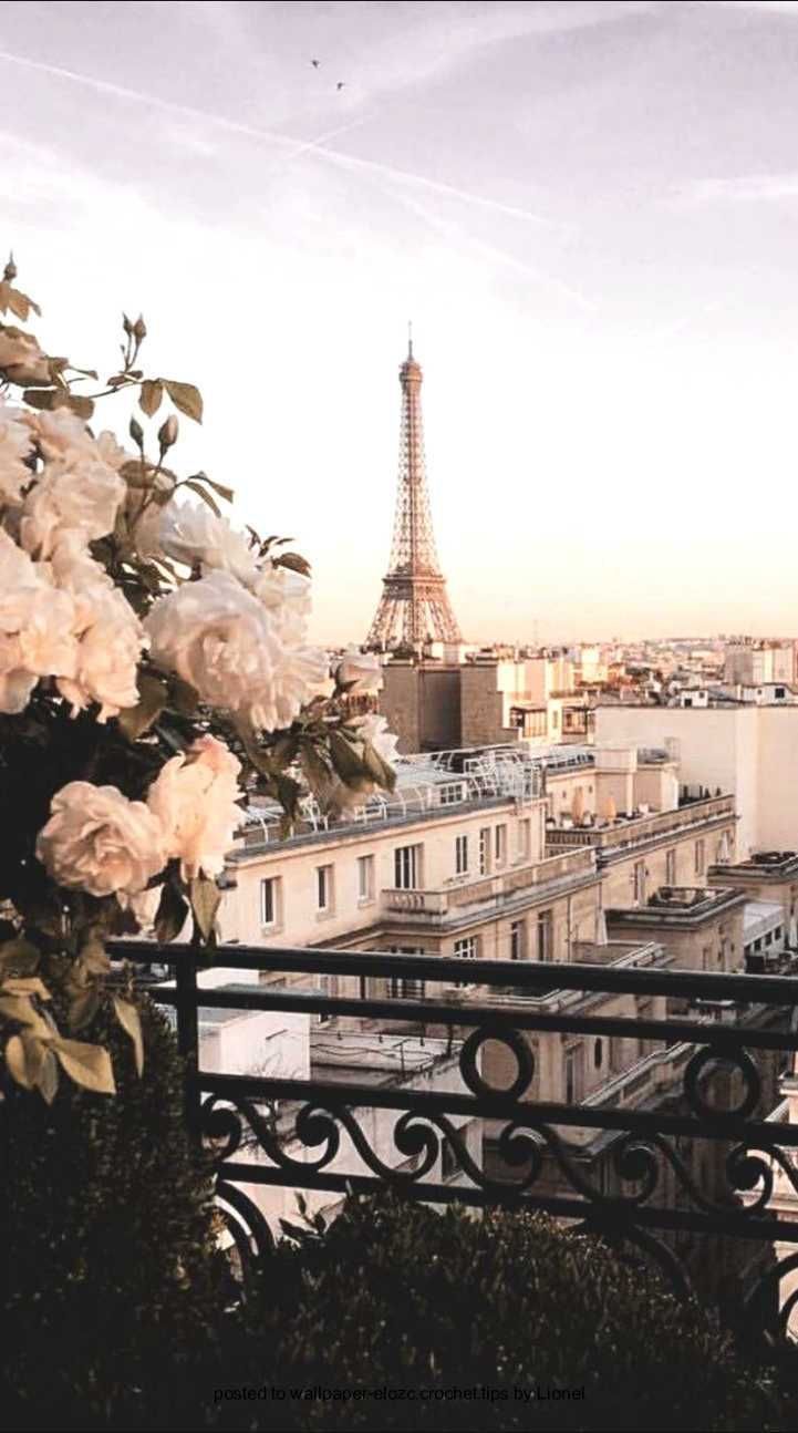Eiffelturm, Paris, Frankreich, Balkon, Blumen, Hintergrundbild für iPhone und Android