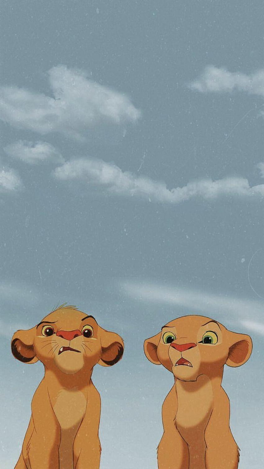 Simba, Nala, Löwenjunge, Wolken, Graublau, HD, Hintergrundbild fürs Handy