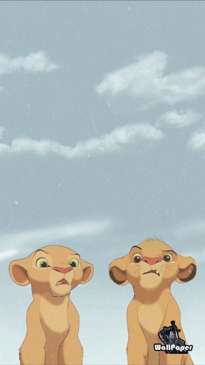Simba, Nala, Der König der Löwen, Wolken, Pastell, Hochformat, Hintergrundbild fürs Smartphone