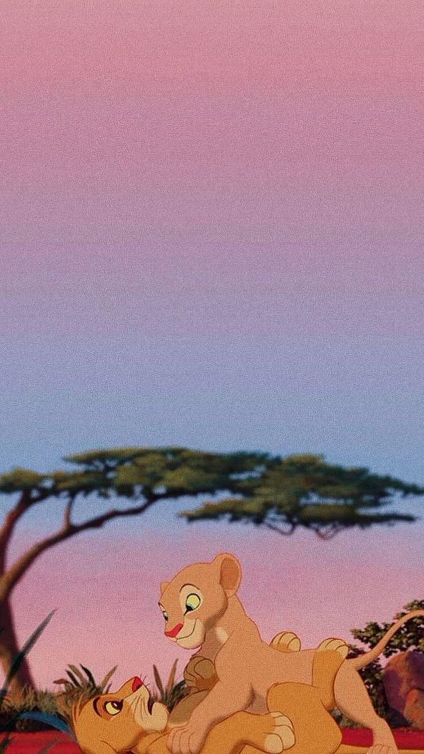 Simba, Nala, Akazie, Abendhimmel, Disney, HD, Handy-Hintergrund im Hochformat