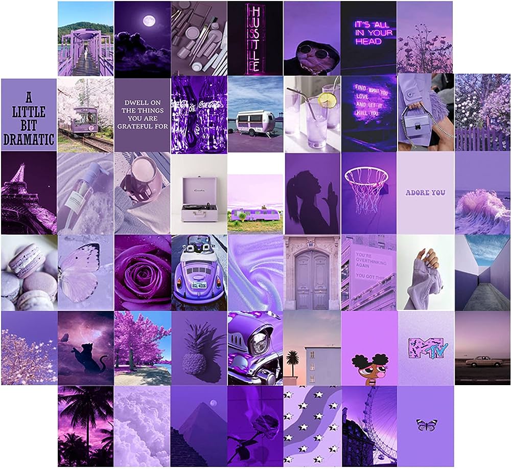 Collage, Lila, Ästhetik, Lavendel, Mond, Hintergrundbild für iPad und Tablet