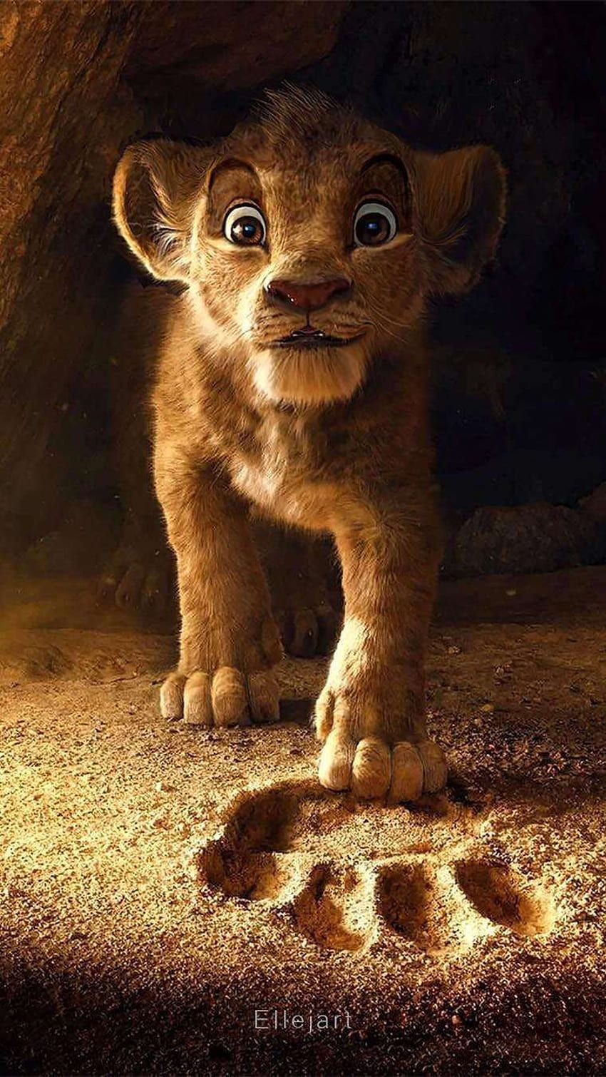 Simba, Der König der Löwen (2019), Löwenjunges, Pfotenabdruck, Dunkel, HD, iPhone-Hintergrundbild