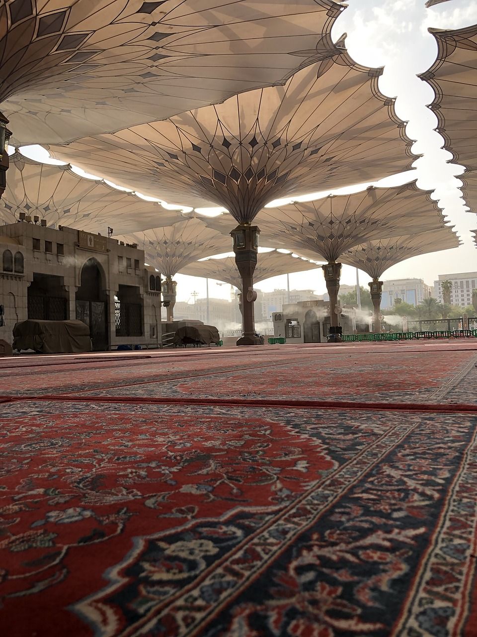 Prophetenmoschee, Medina, Schirme, Teppich, Moschee, HD, Hintergrundbild fürs Tablet