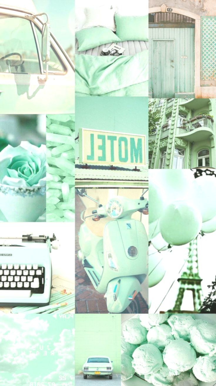 Collage, Mintgrün, Ästhetik, Motel, Pastell, HD, Handy-Hintergrund im Hochformat
