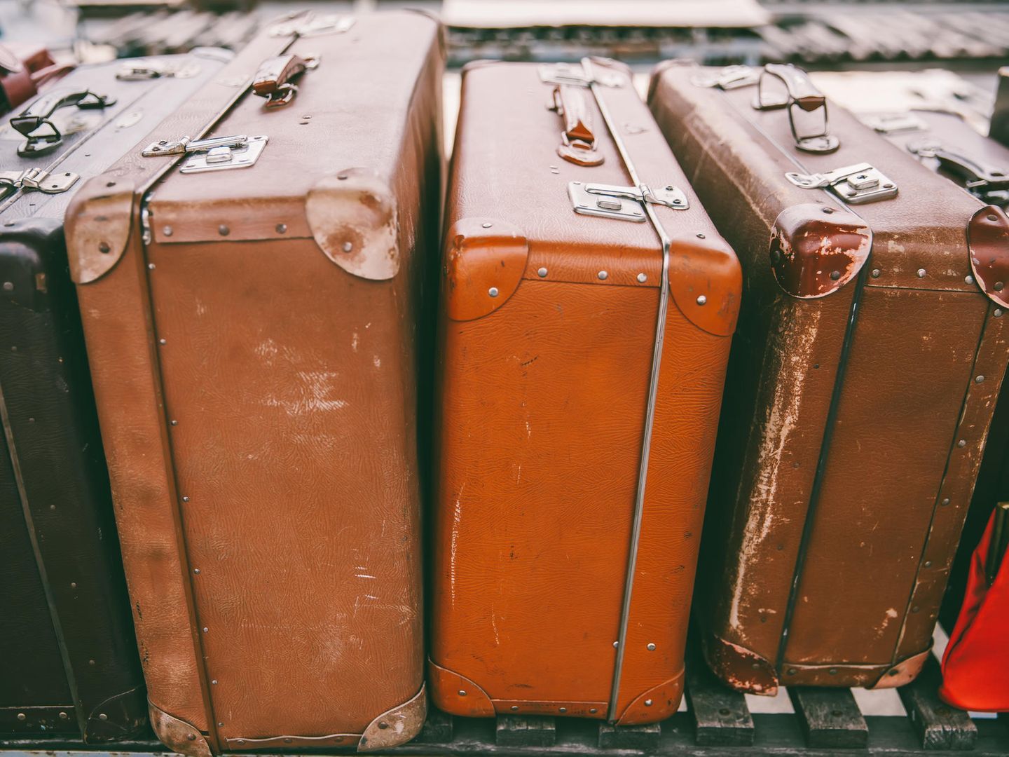 Alte Koffer, Braunes Leder, Vintage, Reihe, Retro, HD, iPad-Hintergrundbild
