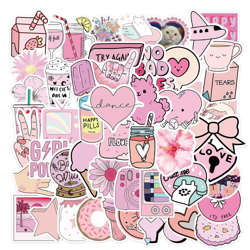 Aufkleber, Sticker, Rosa, Collage, Herzen, Niedlich, Hintergrundbild für iPad und Tablet