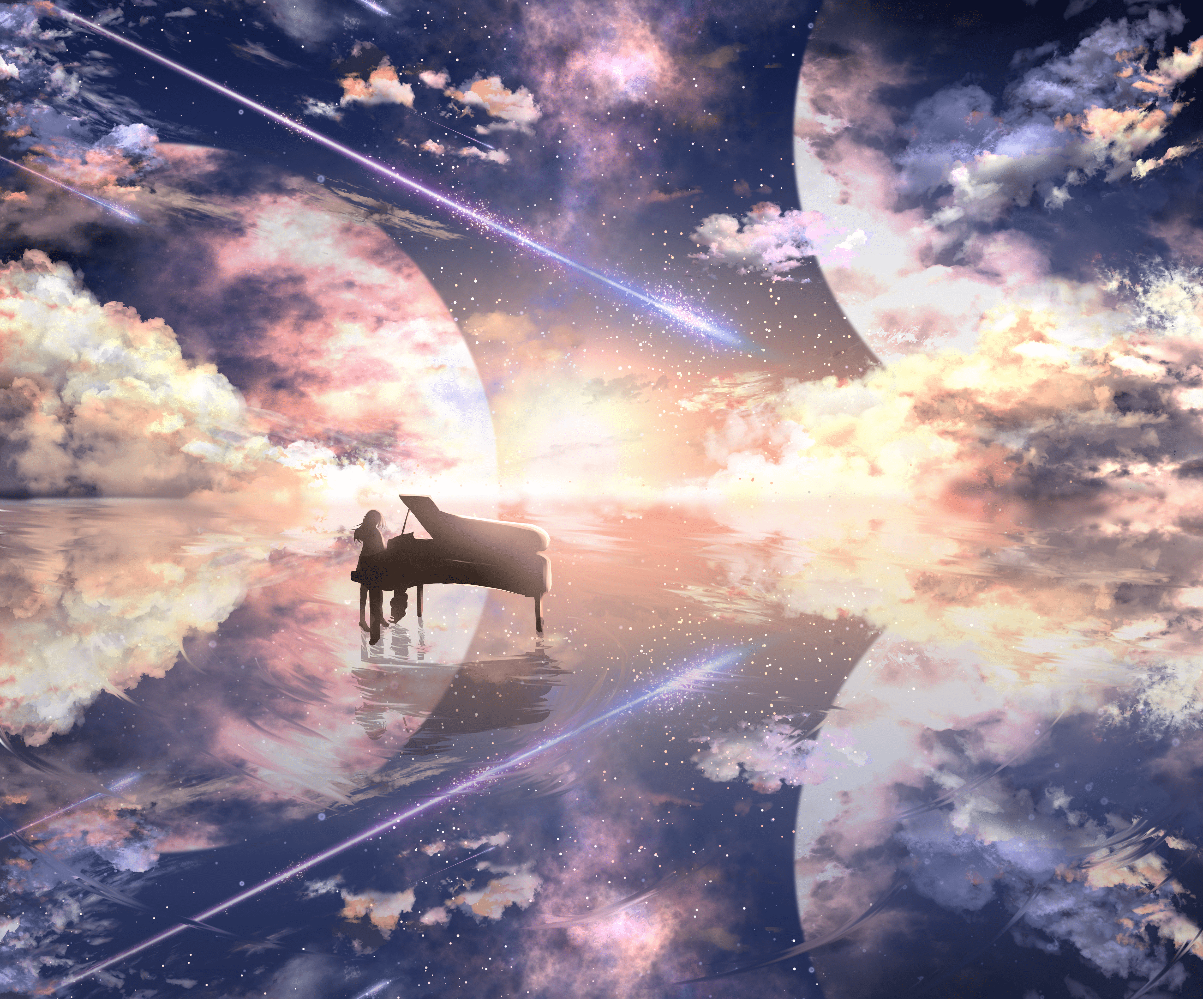 Flügel, Planeten, Komet, Wolken, Spiegelung, 4K, Hintergrundbild für den PC