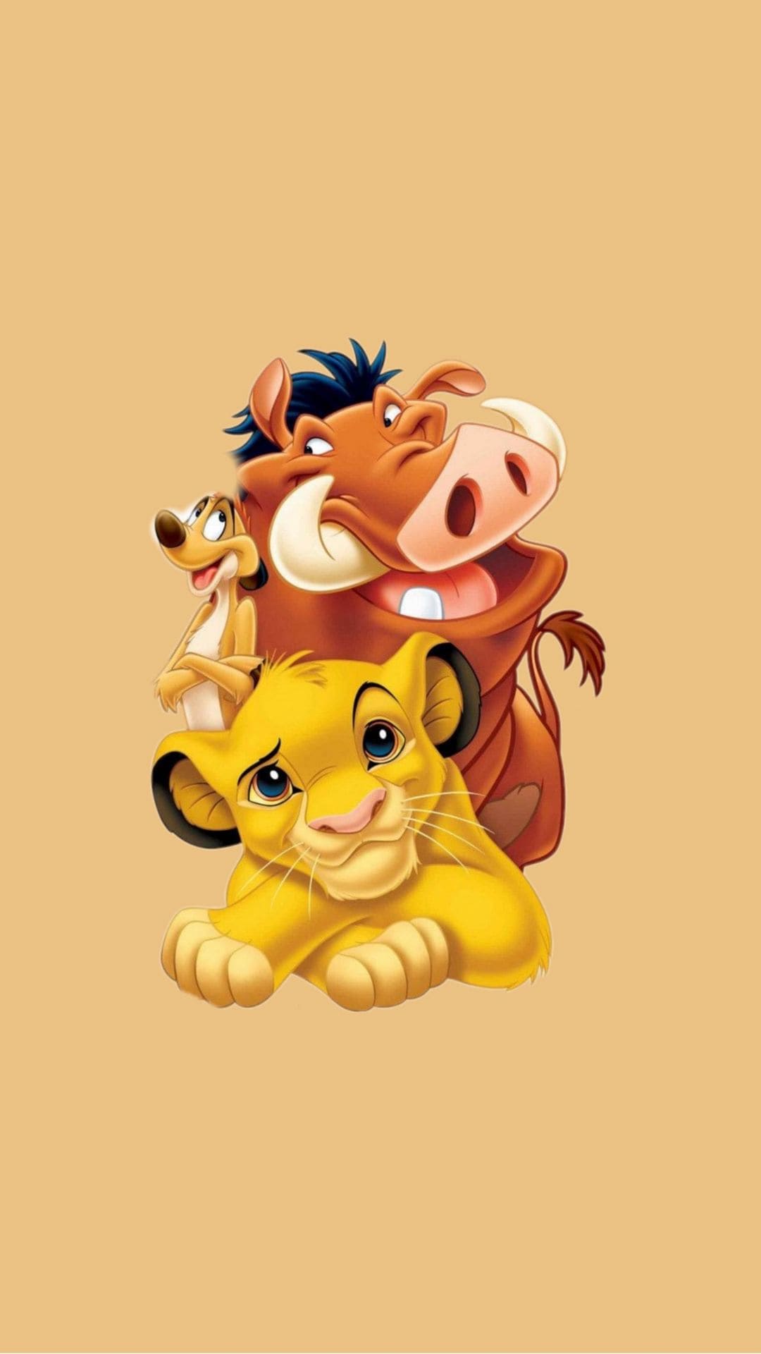 Timon, Pumbaa, Simba, Der König der Löwen, Beige, Disney, Full HD, Handy-Hintergrundbild