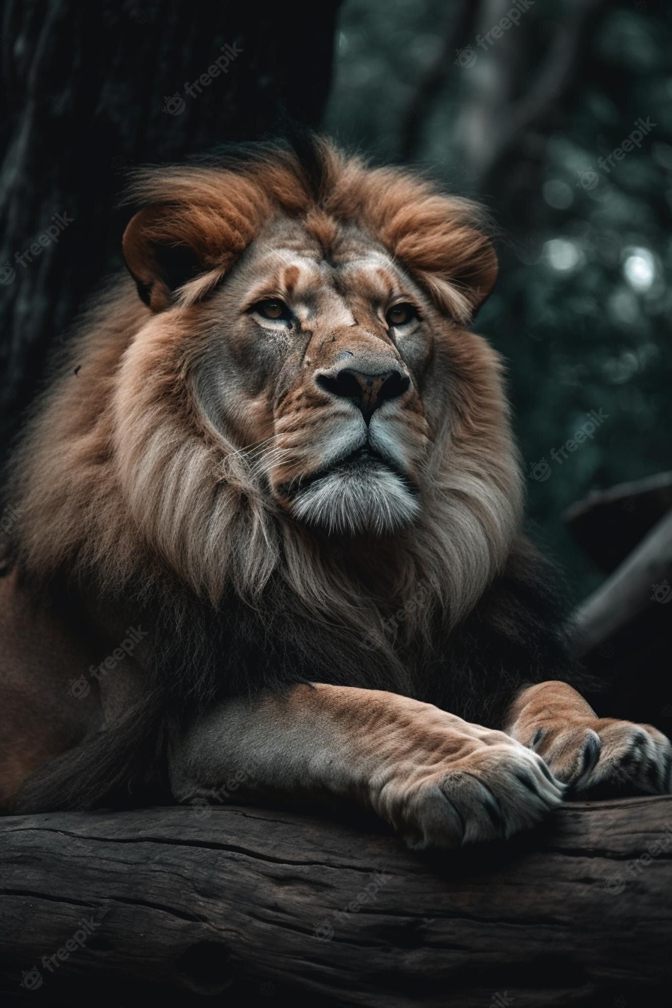 Löwe, Liegend, Mähne, Felsen, Dunkel, Full HD, Hintergrundbild fürs Handy