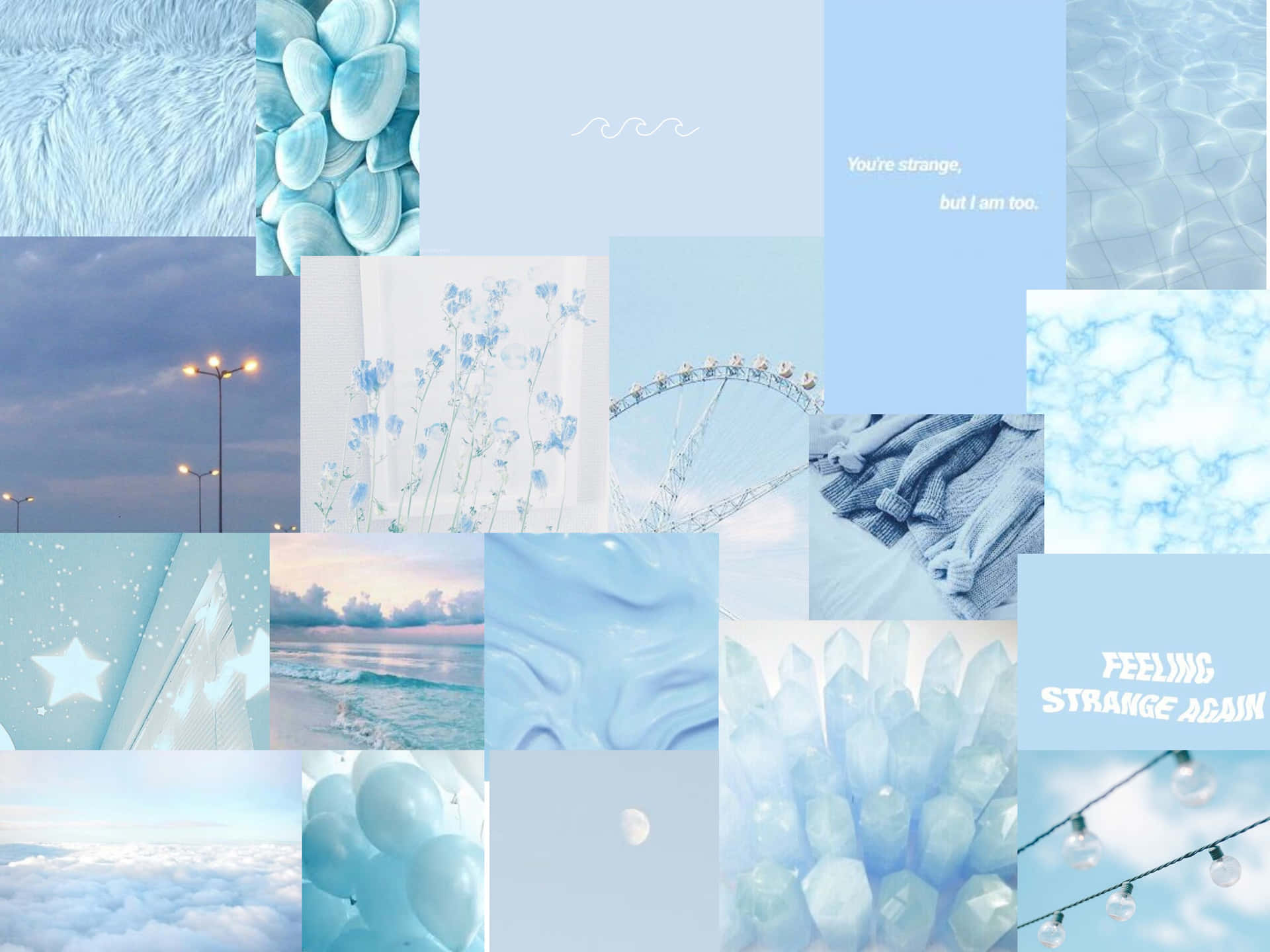 Collage, Hellblau, Ästhetik, Himmel, Pastell, Full HD, iPad-Hintergrundbild
