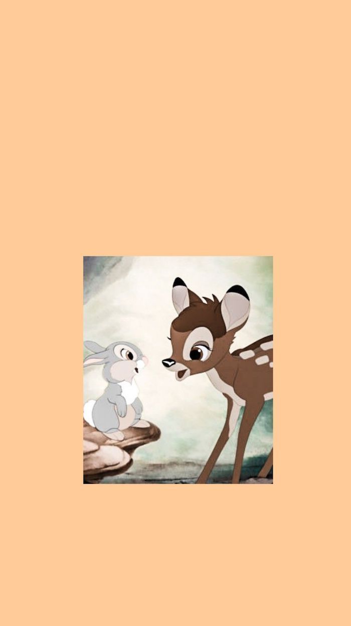 Bambi, Ente, Disney, Pfirsichfarben, Minimalistisch, Hochformat, Hintergrundbild fürs Smartphone