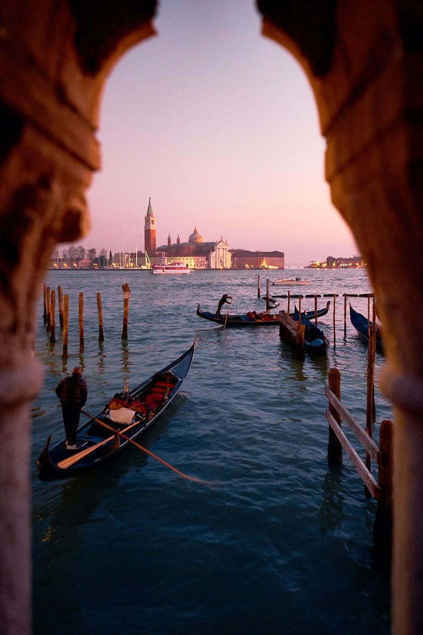Venedig, Gondel, San Giorgio Maggiore, Torbogen, Italien, HD, Handy-Hintergrund