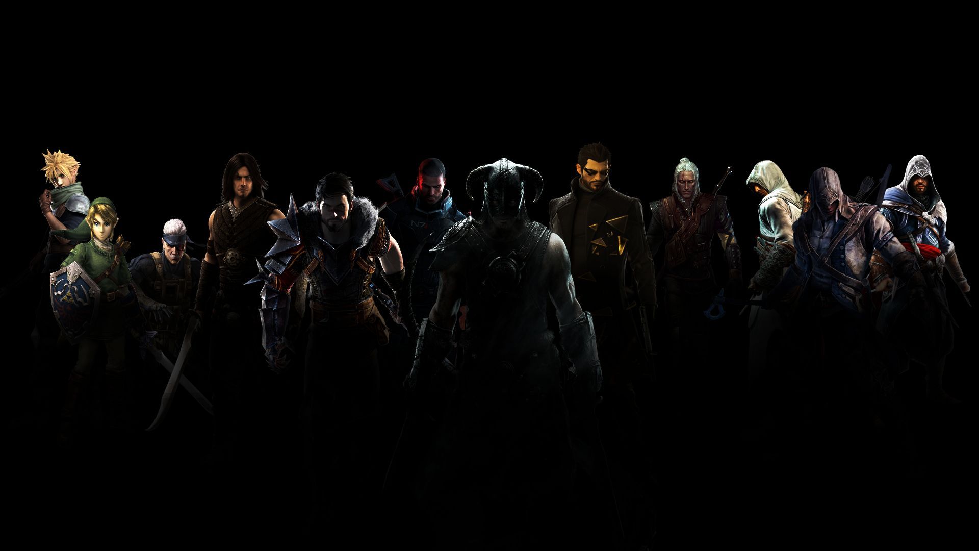 Videospielhelden, Gruppenbild, Assassin's Creed, Dunkel, Crossover, Full HD, PC-Hintergrundbild