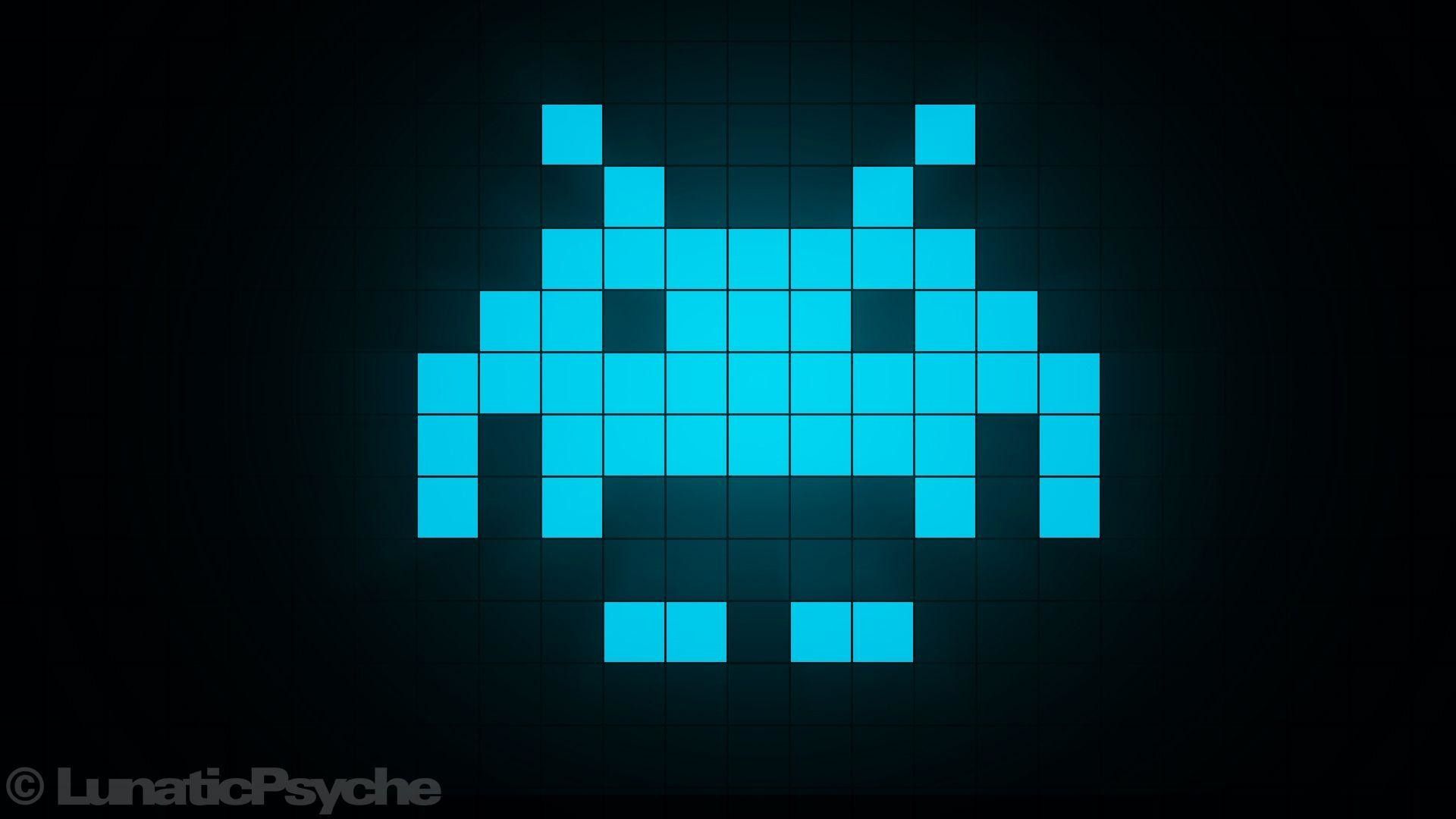 Space Invaders, Pixel-Alien, Türkis, Retro, Arcade, 1920x1080, Full-HD-Hintergrundbild für PC