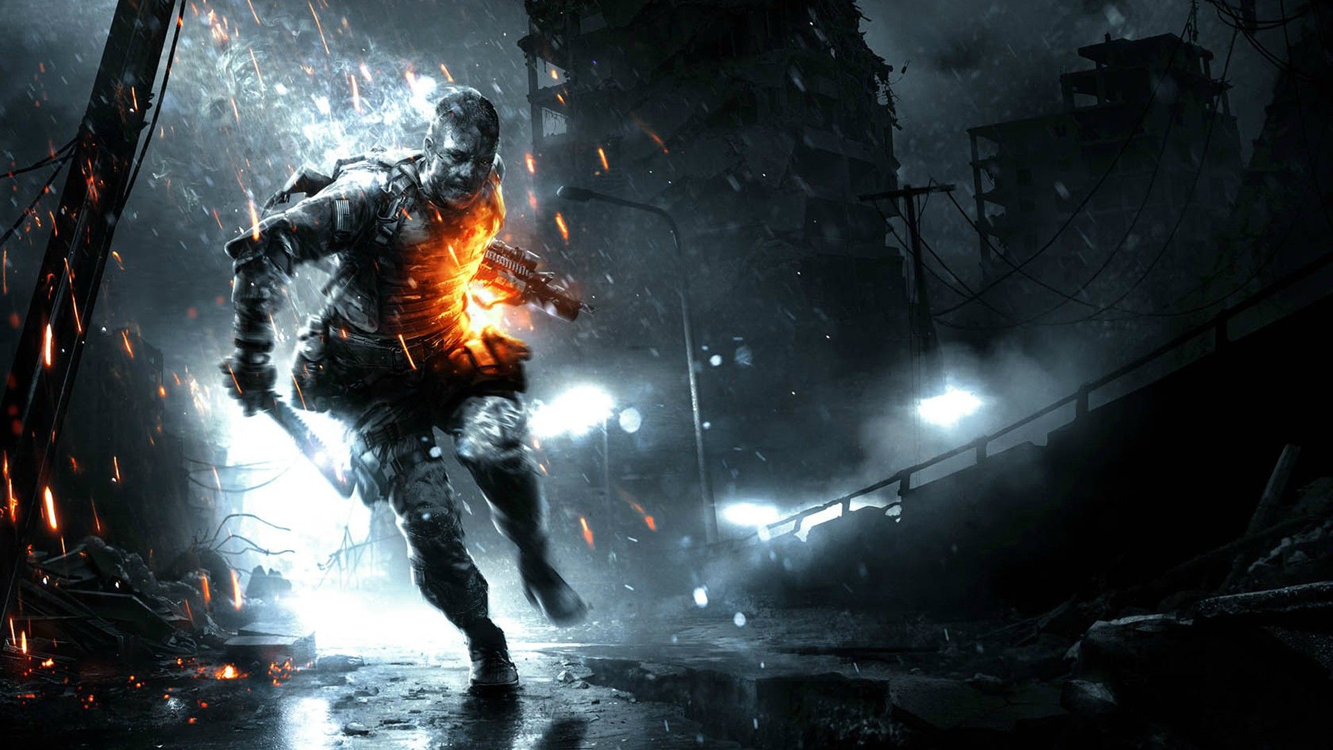 Battlefield 3, Soldat, Explosion, Regen, Krieg, Full HD, Desktop-Hintergrund für Windows
