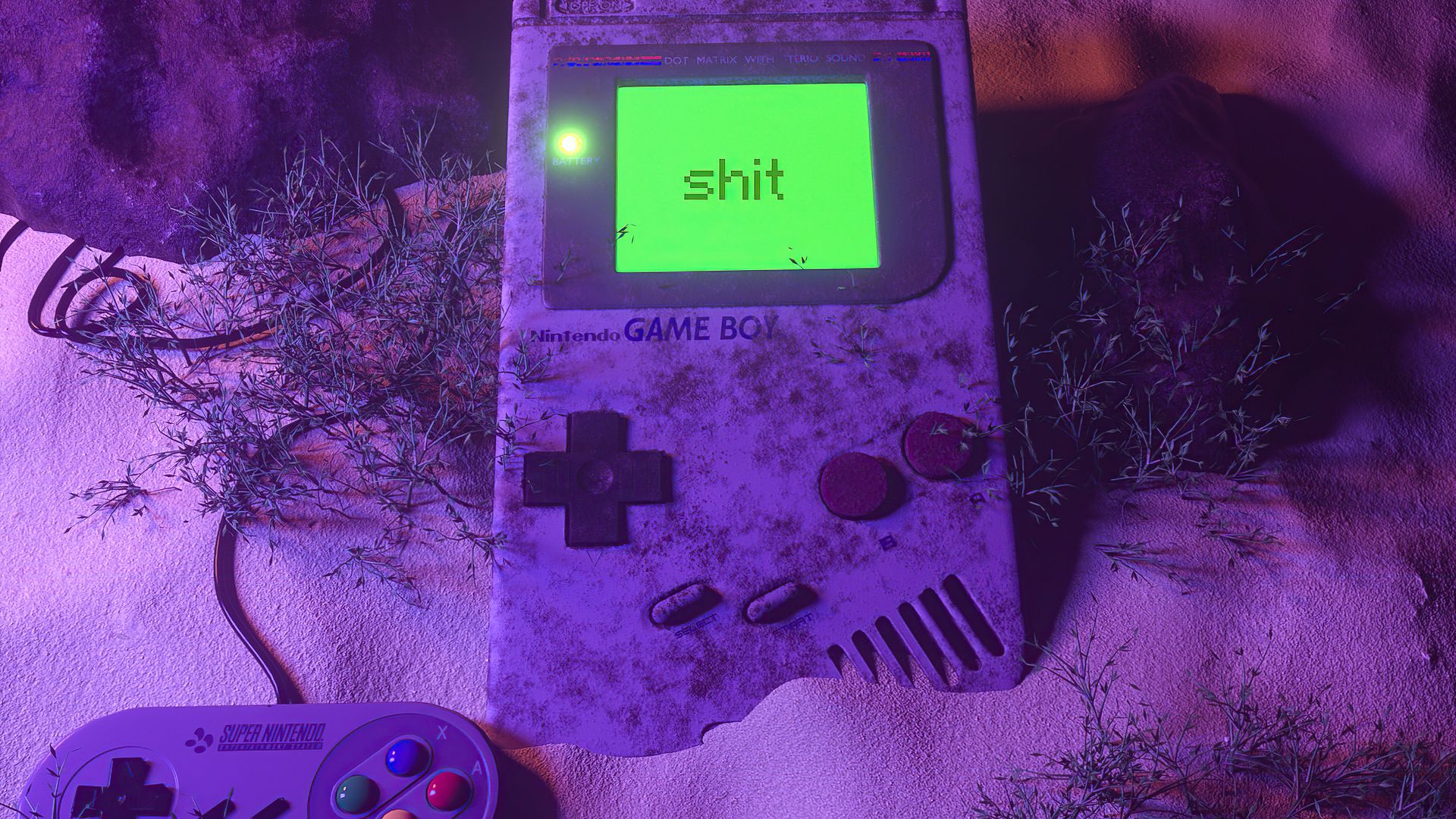 Game Boy, Super Nintendo, Controller, Lila, Retro, 1920x1080, Full-HD-Hintergrundbild für PC
