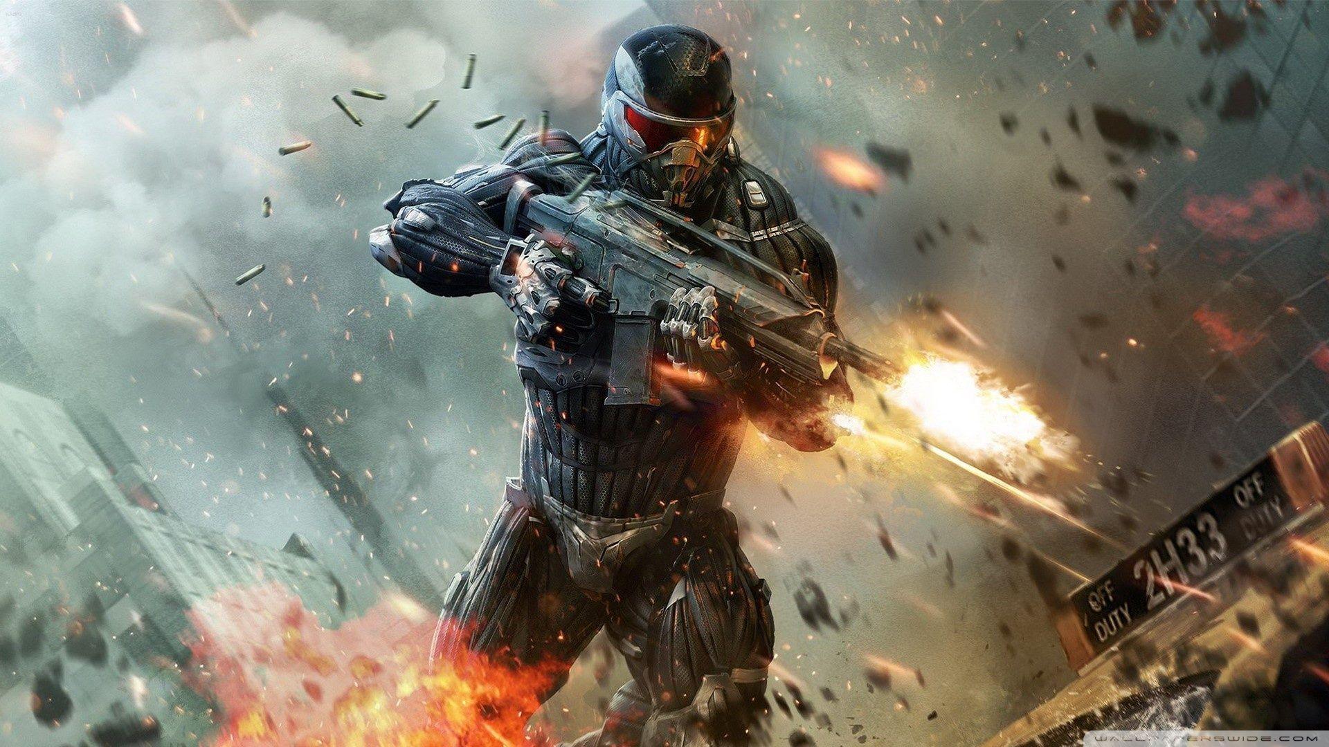 Crysis, Nanosuit, Soldat, Gewehr, Action, Sci-Fi, Full HD 1080p, Desktop-Hintergrundbild