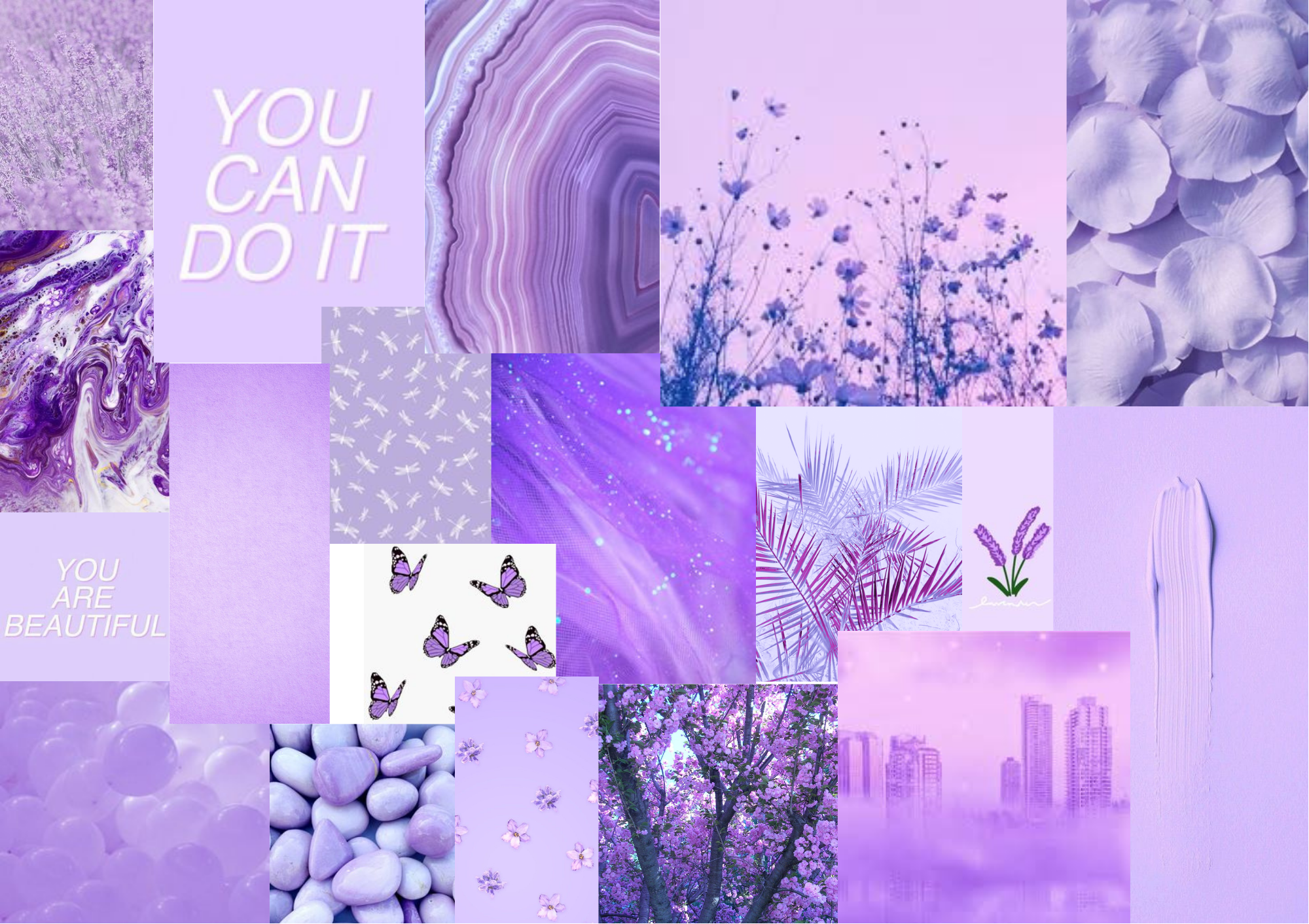 Collage, Lila, You can do it, Schmetterlinge, Lavendel, Full HD, Desktop-Hintergrund für Windows
