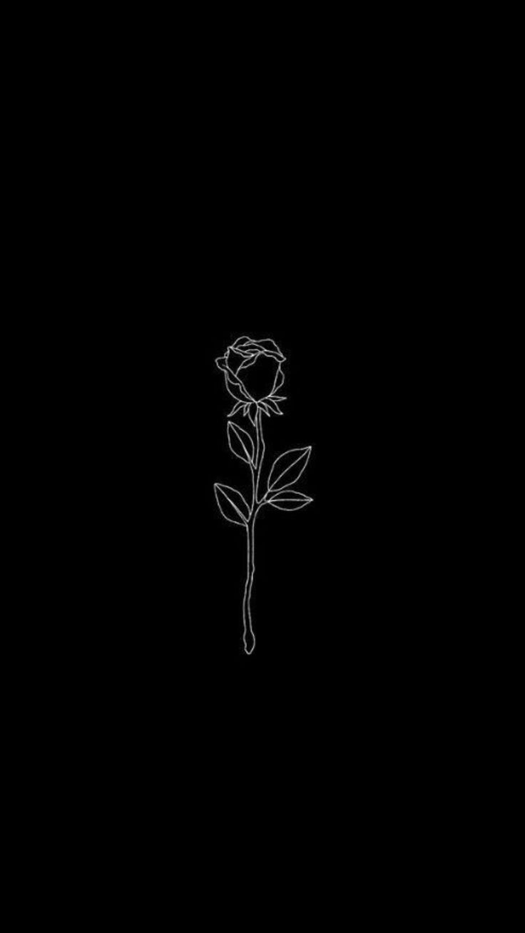 Rose, Line Art, Minimalismus, Schwarzer Hintergrund, HD, Sperrbildschirm fürs iPhone
