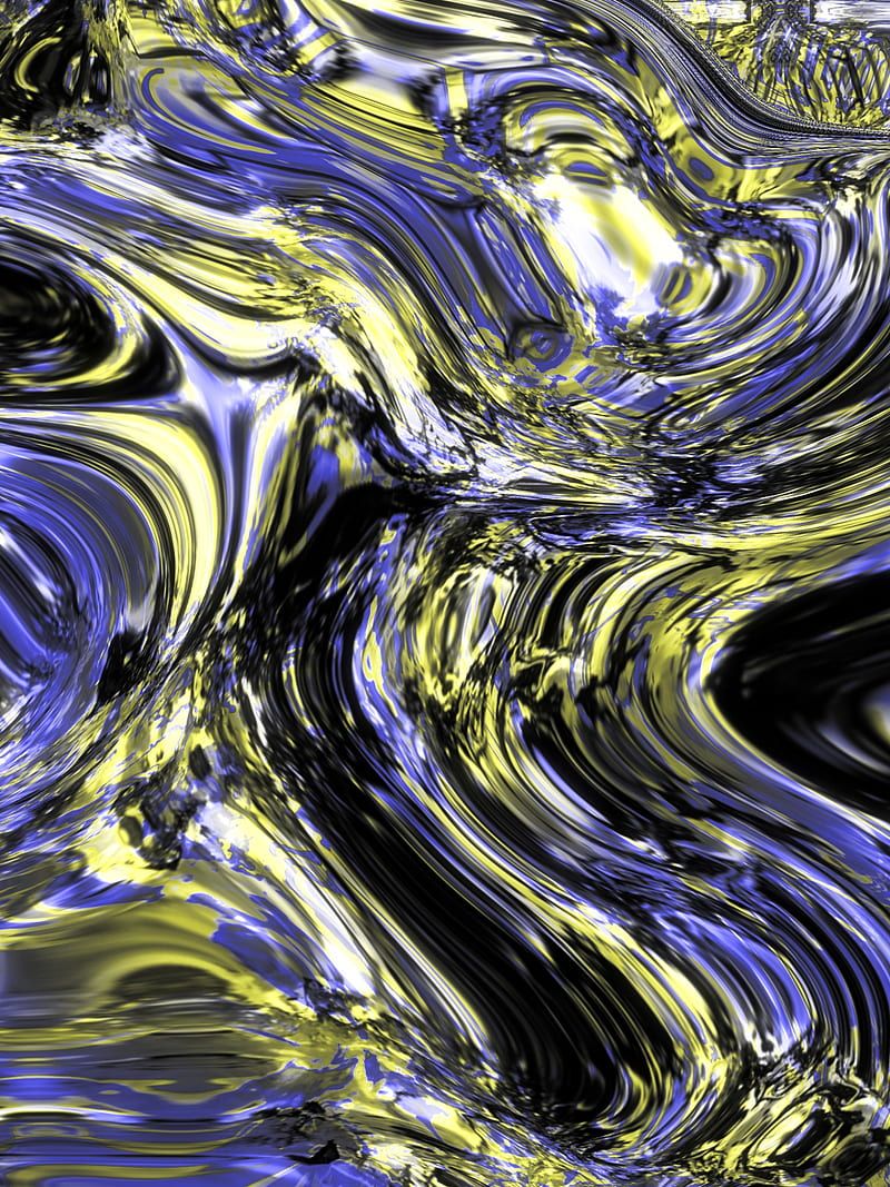 Flüssiges Metall, Abstrakt, Lila-Gelb, Marmoriert, HD, Hintergrundbild fürs Tablet