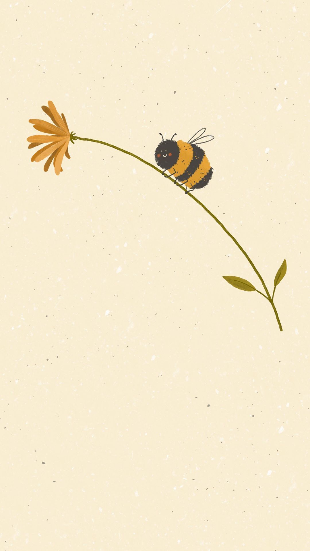 Biene, Blume, Minimalistisch, Illustration, Cremefarbener Hintergrund, Sperrbildschirm fürs iPhone