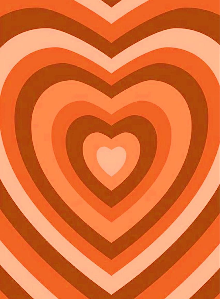 Herzmuster, Orange, Retro-Stil, Konzentrische Ringe, HD, iPad-Hintergrundbild