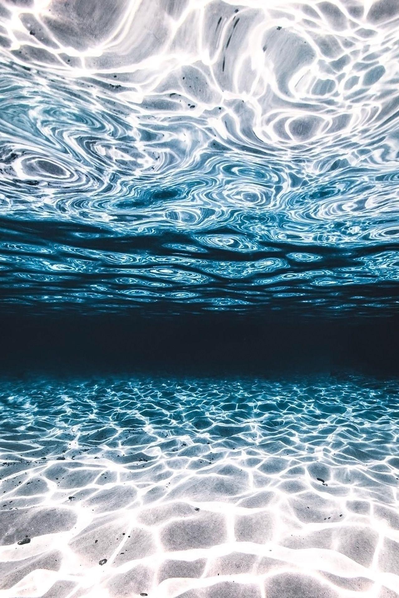 Unterwasser, Wasseroberfläche, Blau, Lichtreflexe, Meer, Hintergrundbild fürs Handy