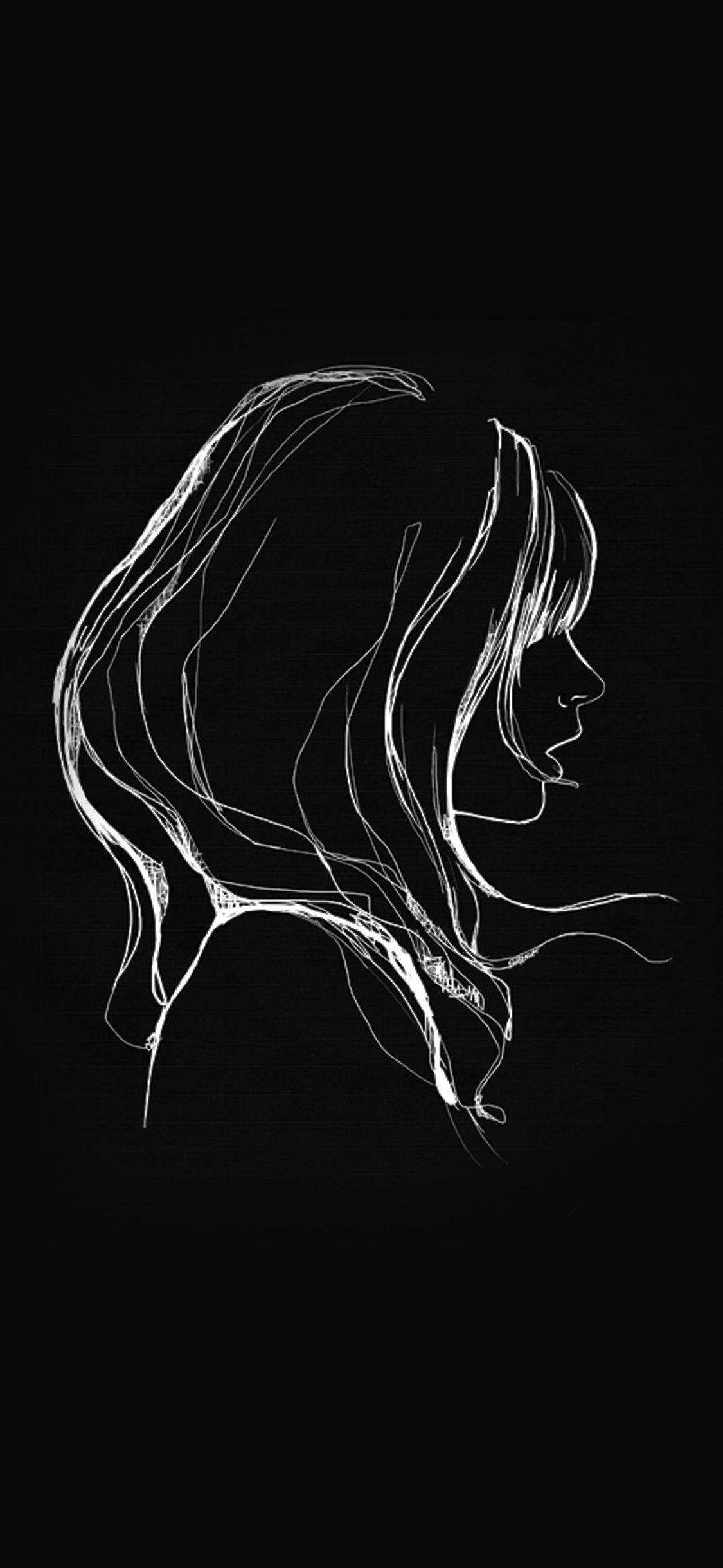 Frauenprofil, Line Art, Haare, Minimalismus, Full HD, Hintergrundbild fürs Handy