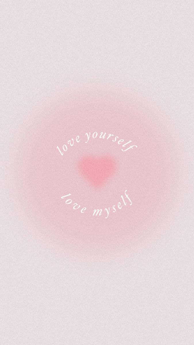 Herz, Love yourself, Schriftzug, Rosa Aura, Weiß, Minimalistisch, Android-Hintergrundbild