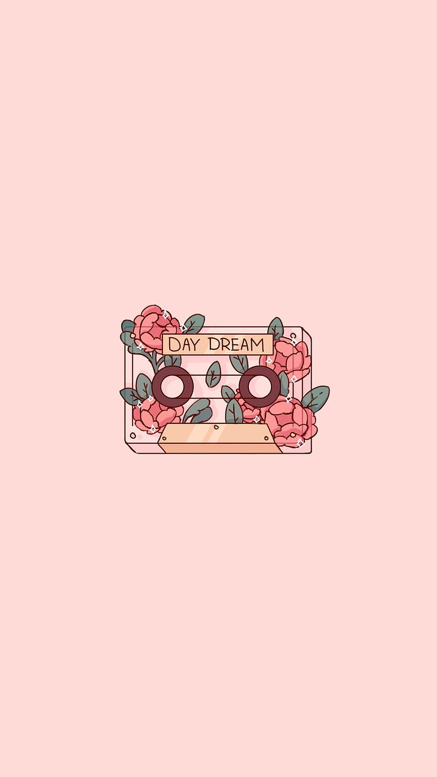 Kassette, Blumen, Rosa Hintergrund, Minimalistisch, Retro, Sperrbildschirm fürs iPhone