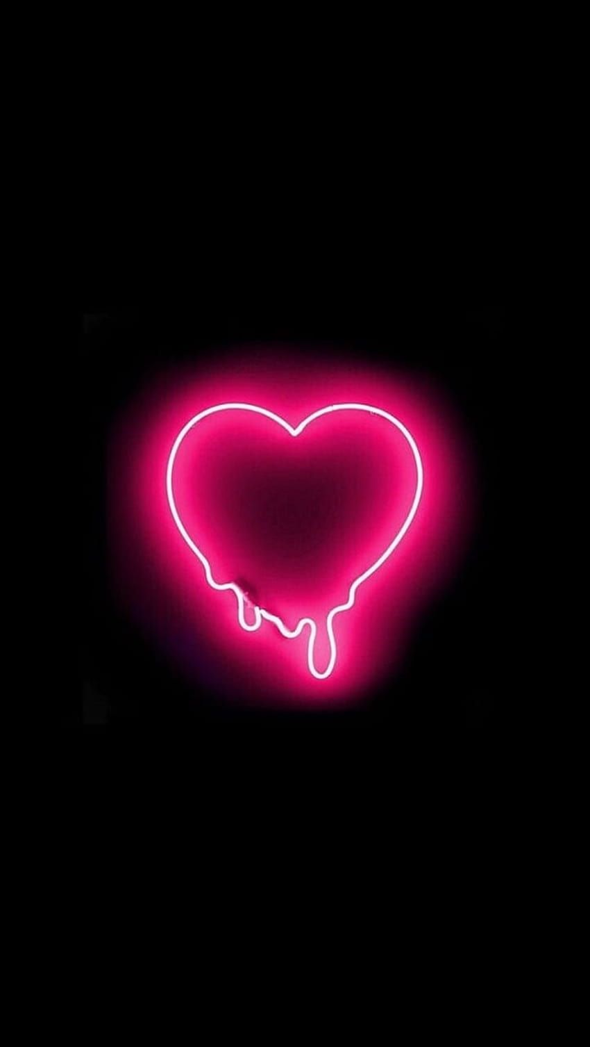 Neon-Herz, Pink, Schwarzer Hintergrund, Leuchtend, Tropfendes Herz, Sperrbildschirm fürs iPhone
