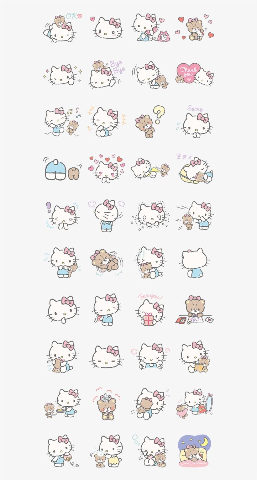 Hello Kitty, Muster, Sticker, Niedlich, Weißer Hintergrund, Sperrbildschirm fürs iPhone