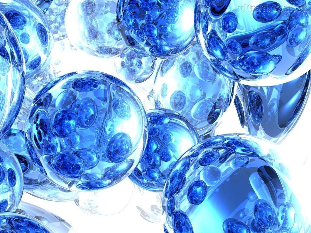 Kugeln, Blau, Glas, 3D-Render, Abstrakt, Hintergrundbild für iPad und Tablet