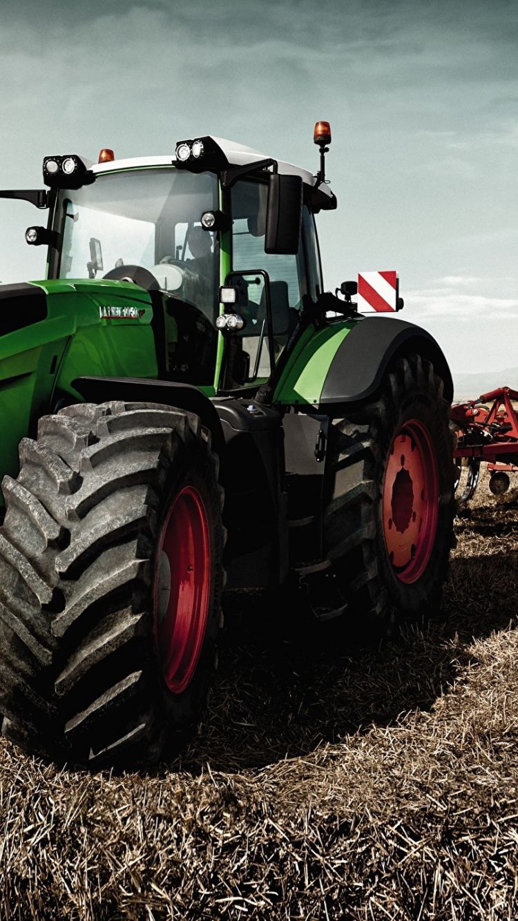 Fendt, Traktor, Acker, Nahaufnahme, Rote Felgen, Hintergrundbild für iPhone und Android